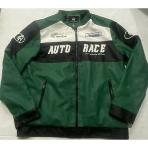 REFINERY REPUBLIC AUTO RACE Green Black Team Racing Racer Jacket XL